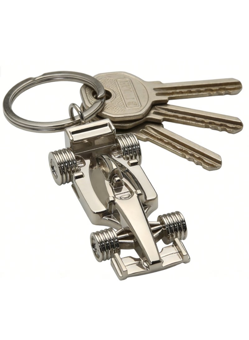 2 حزمة مجموعة من سلاسل مفاتيح السيارات للرجال ، مناسبة لحقائب الظهر المكتبية ، والمحافظ ، والاكسسوارات ، ومحبي السباقات ، والمجمعين ، والأسود + الفضة - Image 4